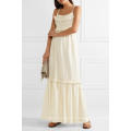 Vestido de algodón con flecos Broderie Anglaise Maxi Dress Manufacture Wholesale Fashion Women Apparel (TA4092D)